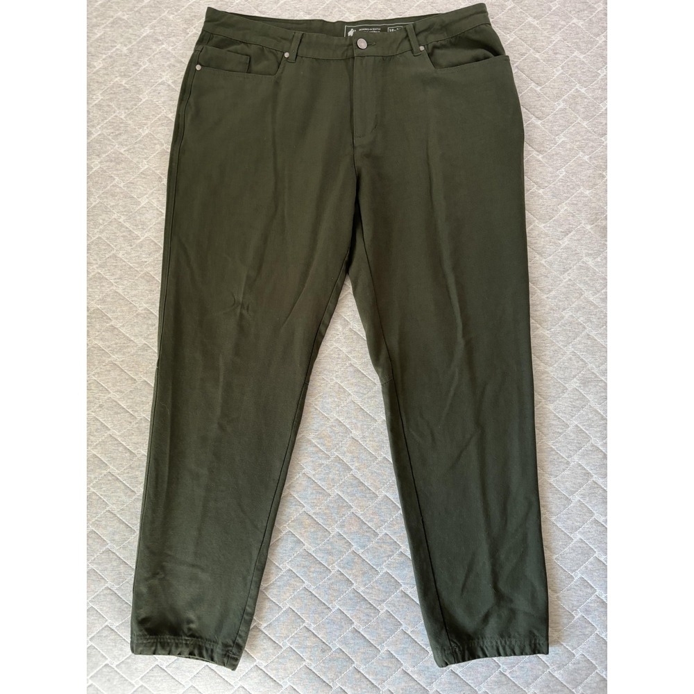Woolly Longhaul Merino Wool Pants Mens 38x32 Green Stretch Straight Chino Casual